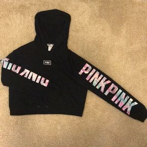 VS Pink black cropped sweatshirt